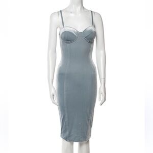 JLuxlabel Light Blue In Vogue Velvet Bustier Midi Dress